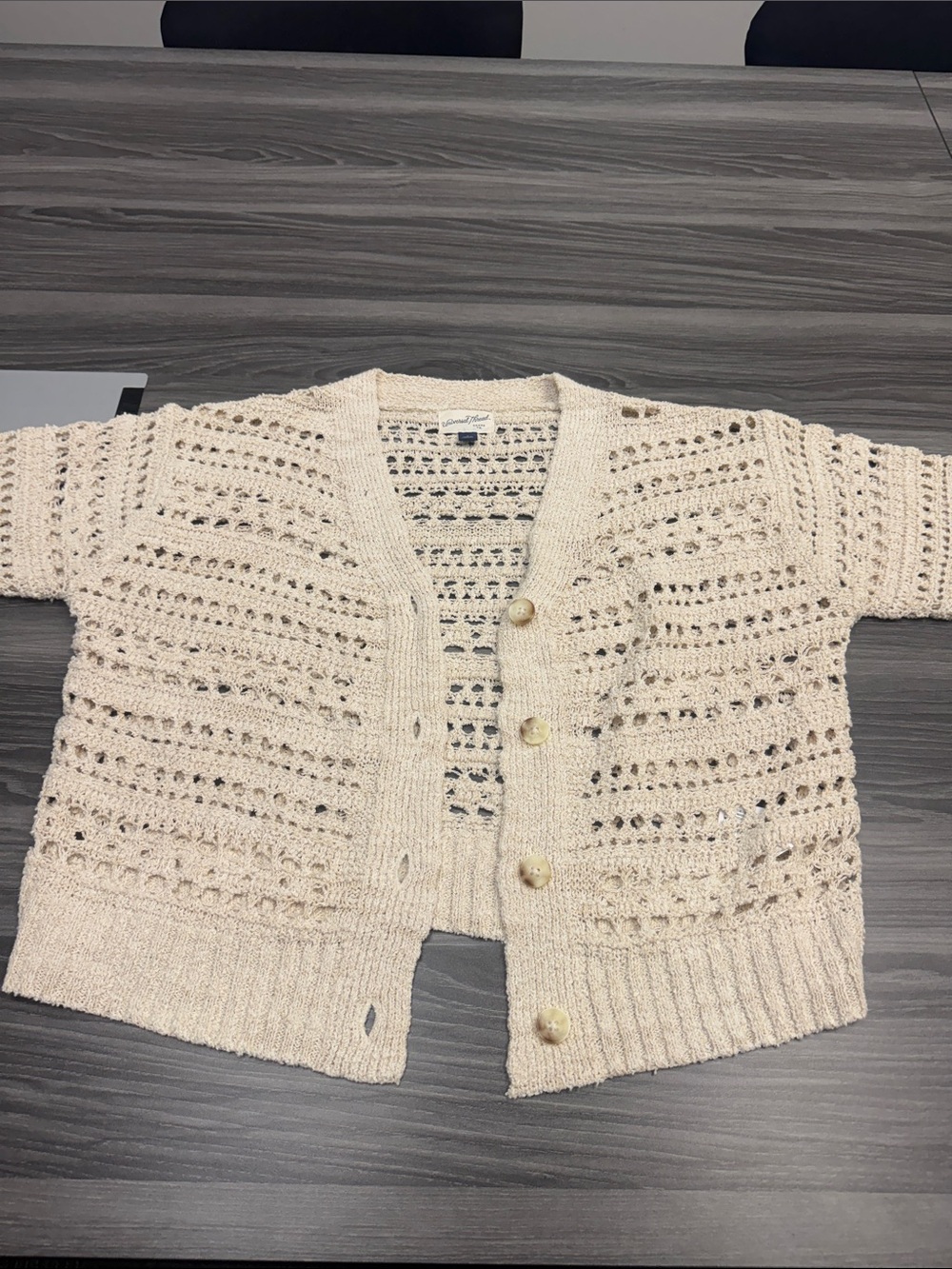 Universal Thread Cream Open-Knit Button Front Cardigan